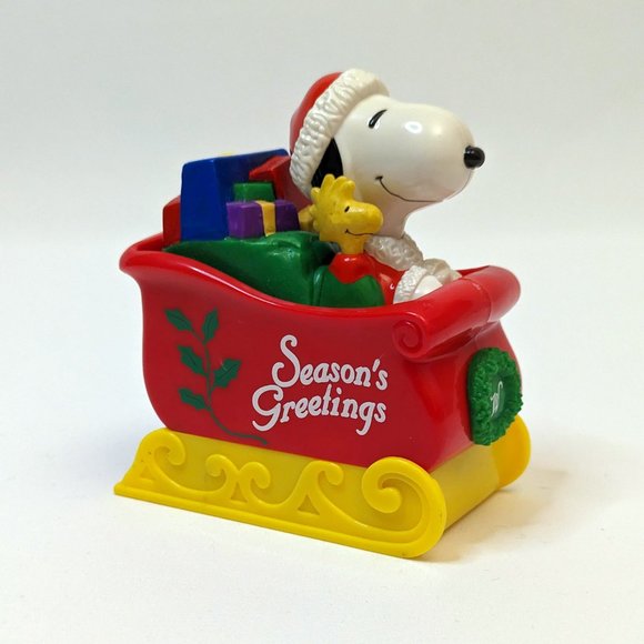 Whitman's Candies Snoopy Woodstock Christmas Sleigh Plastic Piggy Bank Peanuts - Picture 2 of 4